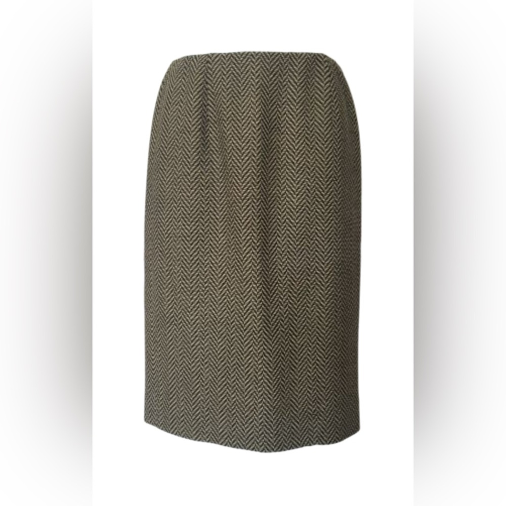 Carlisle Brown and Beige Chevron Tweed Straight Skirt